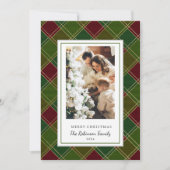 Cartes Pour Fêtes Annuelles Cadre rouge vert Plaid Joyeux Noël (Devant)