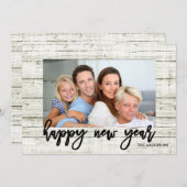 Cartes Pour Fêtes Annuelles Cadre rustique Joyeux Jour de l'An Script de vacan (Devant / Derrière)