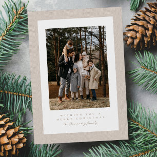 Cartes Pour Fêtes Annuelles Cadre simple beige deux photos Noël neutre