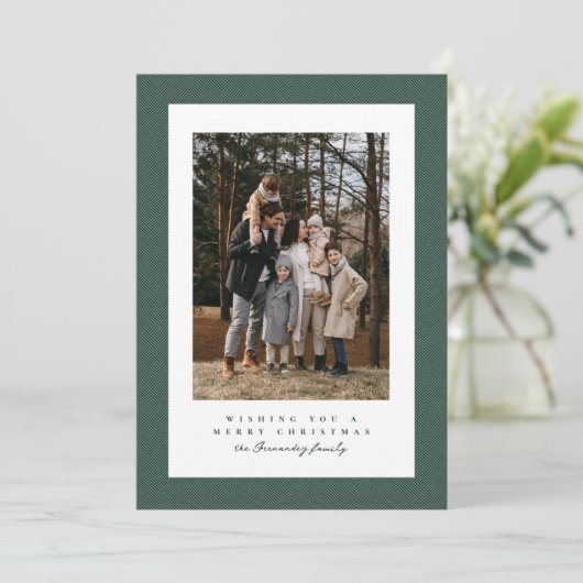 Cartes Pour Fêtes Annuelles Cadre simple tweeté vert foncé photo Noël (Debout devant)