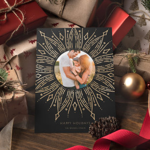 Cartes Pour Fêtes Annuelles Cadre soleil levant noir et or Art Déco