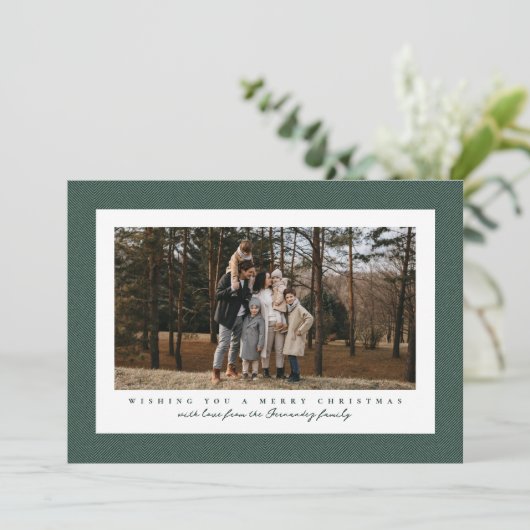 Cartes Pour Fêtes Annuelles Cadre twitter classique photo vert foncé Noël (Debout devant)