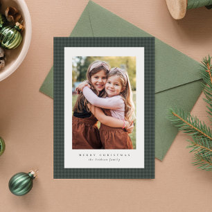 Cartes Pour Fêtes Annuelles Cadre vert à carreaux classique pour photo de Noël