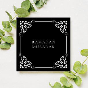 Cartes Pour Fêtes Annuelles Cadre vintage antique noir et blanc Ramadan Mubara