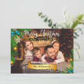 Cartes Pour Fêtes Annuelles Cadres d'arbre de Noël blanc Joyeux Noël Photo (Debout devant)