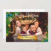 Cartes Pour Fêtes Annuelles Cadres d'arbre de Noël blanc Joyeux Noël Photo (Devant / Derrière)