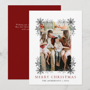 Cartes Pour Fêtes Annuelles Cadres de flocon de neige Noël Famille élégante