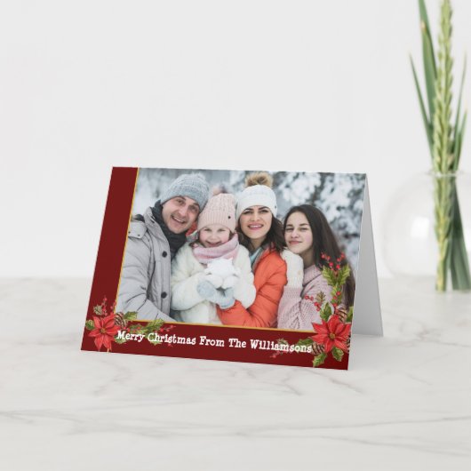 Cartes Pour Fêtes Annuelles Cadres de ruban rouge en or de Noël (Devant)