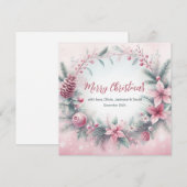Cartes Pour Fêtes Annuelles Cadres d'hiver rose Noël (Devant / Derrière)