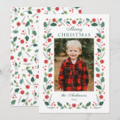 Cartes Pour Fêtes Annuelles Cadres floraux de Noël Blanc (Devant / Derrière)