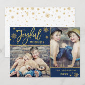 Cartes Pour Fêtes Annuelles Cadres or Joyeux Noël 2 PHOTO Salutation (Devant / Derrière)