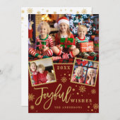Cartes Pour Fêtes Annuelles Cadres or Joyeux Noël 3 PHOTO Salutation (Devant / Derrière)