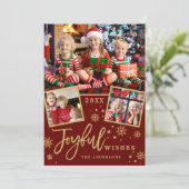 Cartes Pour Fêtes Annuelles Cadres or Joyeux Noël 3 PHOTO Salutation (Debout devant)