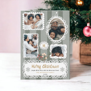 Cartes Pour Fêtes Annuelles Cadres ornés vintages Famille de Noël 5 photos