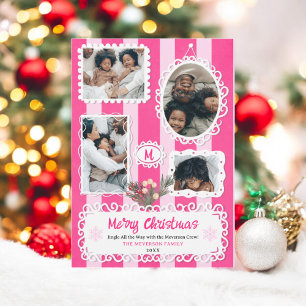 Cartes Pour Fêtes Annuelles Cadres ornés vintages Noël rose 5 photos
