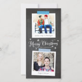 Cartes Pour Fêtes Annuelles Cadres photo Bleu Washi et tableau noir (Devant)