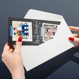 Cartes Pour Fêtes Annuelles Cadres photo Bleu Washi et tableau noir