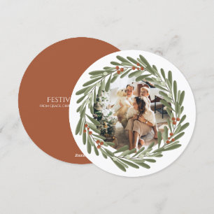 Cartes Pour Fêtes Annuelles Cadres photo de la couronne personnalisée de Noël 