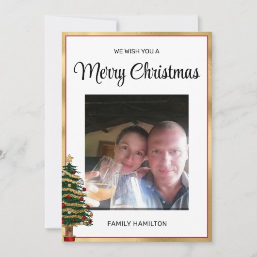 Cartes Pour Fêtes Annuelles Cadres rouge et or Noël Photo Plat (Devant)