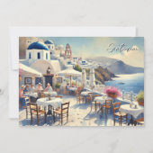 Cartes Pour Fêtes Annuelles Café à Santorin (Devant)