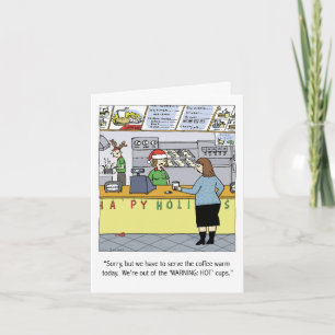 Cartes Pour Fêtes Annuelles Café Chaude Vacances Drôle Dessin Animé Noël Xmas