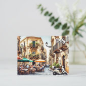 Cartes Pour Fêtes Annuelles Café en Sicile Italie (Debout devant)