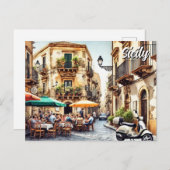 Cartes Pour Fêtes Annuelles Café en Sicile Italie (Devant / Derrière)