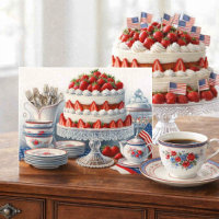 Café et gâteau vintage américain du 4 juillet
