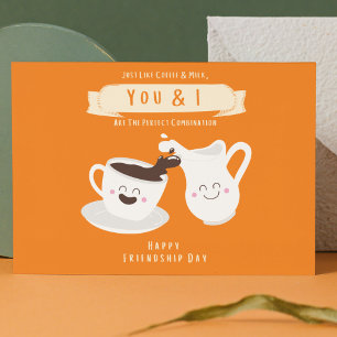 Cartes Pour Fêtes Annuelles Café et lait orange et blanc de charme