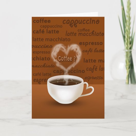 Cartes Pour Fêtes Annuelles Café ? Fumée en forme de coeur (Devant)