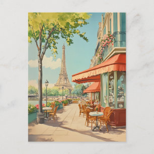 Cartes Pour Fêtes Annuelles Café parisien avec vue Eiffel