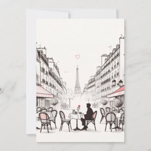Cartes Pour Fêtes Annuelles Café romantique parisien. Table pour une personne