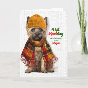 Cartes Pour Fêtes Annuelles Cairn Terrier Chien Drôle Puces Navidog avec nom