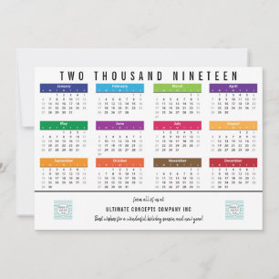 Cartes Pour Fêtes Annuelles Calendrier 2019 Merci à l'arrière