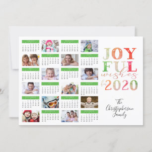 Cartes Pour Fêtes Annuelles Calendrier 2020 de collages photo modernes VŒUX JO