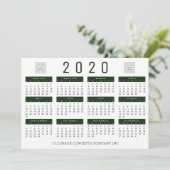 Cartes Pour Fêtes Annuelles Calendrier 2020 Société Logo et nom vert (Debout devant)