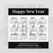Cartes Pour Fêtes Annuelles Calendrier 2023 moderne Silver Black Script Busine (Devant / Derrière)