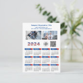 Cartes Pour Fêtes Annuelles Calendrier 2024 Business Logo US Patriotic Blue Re (Debout devant)