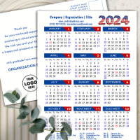 Calendrier 2024 Business Logo US Patriotic Blue Re