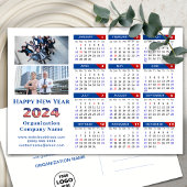 Cartes Pour Fêtes Annuelles Calendrier 2024 Business Logo US Patriotic Blue Re