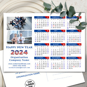 Cartes Pour Fêtes Annuelles Calendrier 2024 Business Logo US Patriotic Blue Re