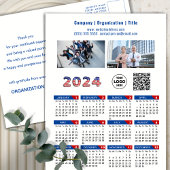 Cartes Pour Fêtes Annuelles Calendrier 2024 Business Logo US Patriotic Blue Re