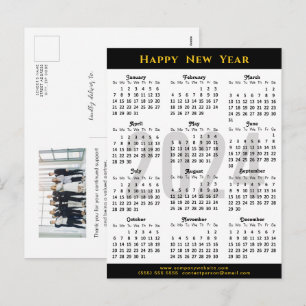 Cartes Pour Fêtes Annuelles Calendrier 2024 Moderne Noir Or Photo d'affaires