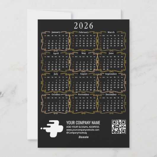 Cartes Pour Fêtes Annuelles Calendrier 2026 Black Nativité Manger O Holy Scrip (Dos)