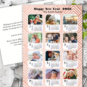 Cartes Pour Fêtes Annuelles Calendrier 2026 Famille Moderne 12 Photo Paillette