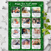 Cartes Pour Fêtes Annuelles Calendrier 2026 Famille Photo Collage Vert Festif
