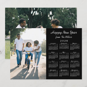 Cartes Pour Fêtes Annuelles Calendrier 2026 Modern Black 2 Photo Bonne année