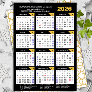 Cartes Pour Fêtes Annuelles Calendrier 2026 moderne Business Gold Black Corpor