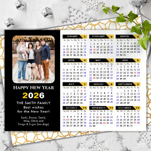Cartes Pour Fêtes Annuelles Calendrier 2026 moderne Photo Black Gold Minimalis