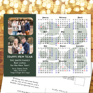 Cartes Pour Fêtes Annuelles Calendrier 2026 Moderne Photo de Famille Noire Min